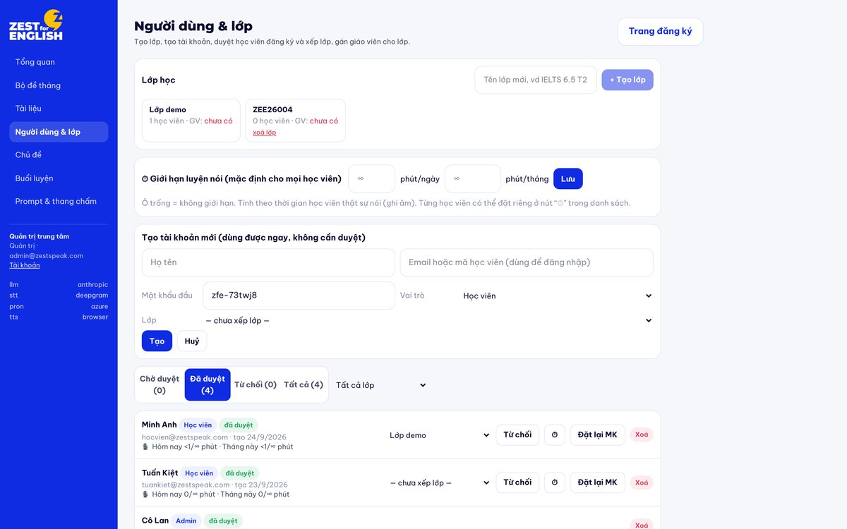 Quản lý người dùng và lớp